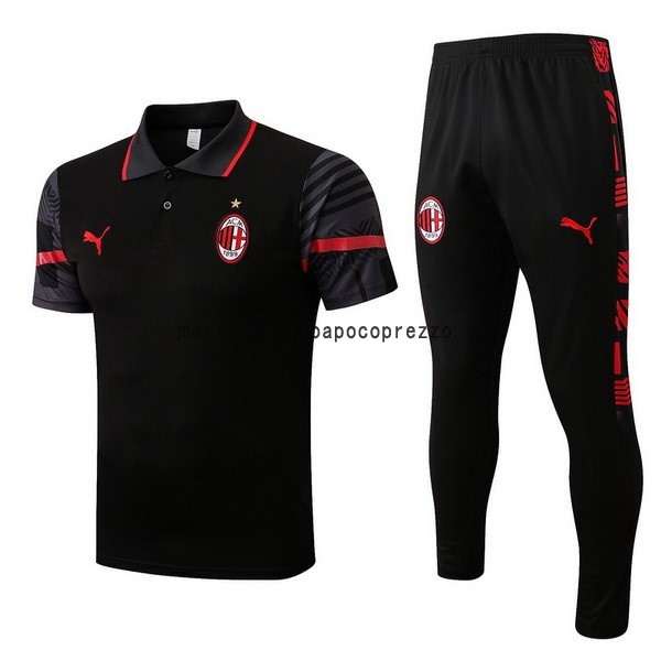 Set Completo Polo AC Milan 2022 2023 Nero Rosso