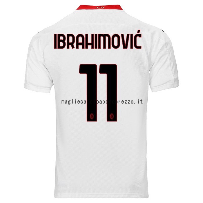 NO.11 Ibrahimovic Seconda Maglia AC Milan 2020 2021 Bianco