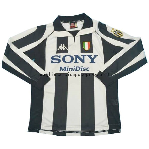 Prima Manica lunga Juventus Stile rétro 1997 1998 Nero Bianco
