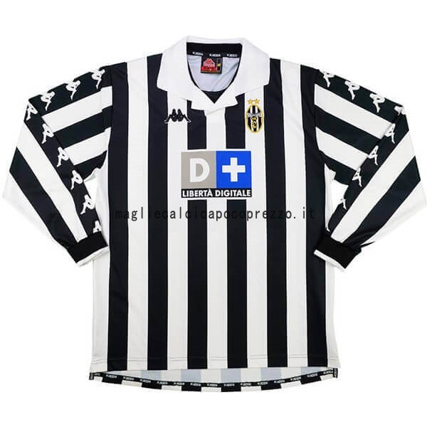 Prima Manica lunga Juventus Stile rétro 1999 2000 Nero Bianco