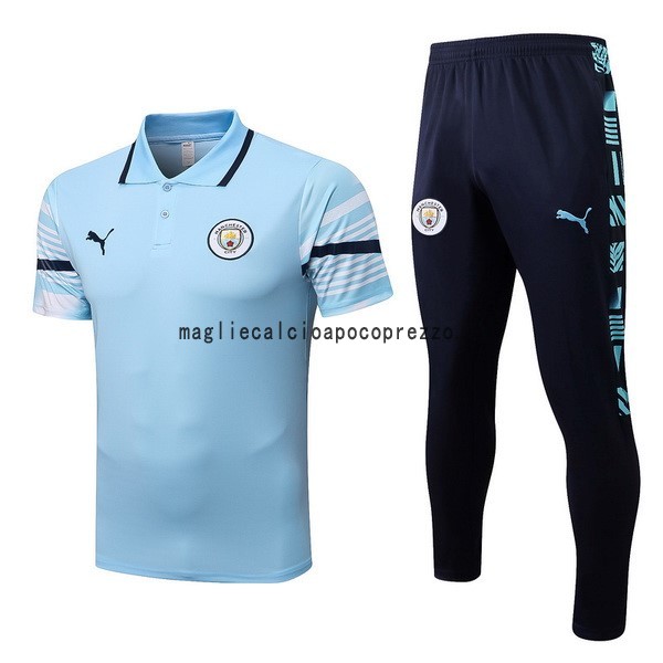 Set Completo Polo Manchester City 2022 2023 Blu Luce