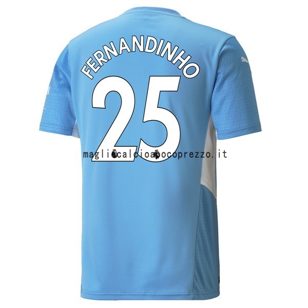 NO.25 Fernandinho Prima Maglia Manchester City 2021 2022 Blu