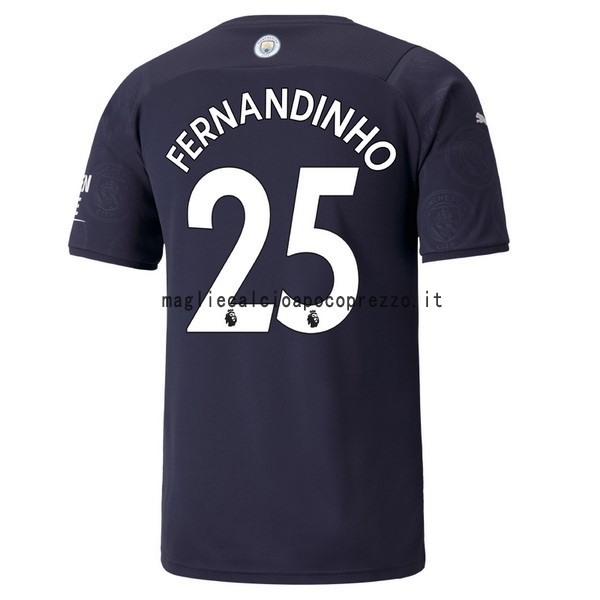 NO.25 Fernandinho Terza Maglia Manchester City 2021 2022 Blu Navy