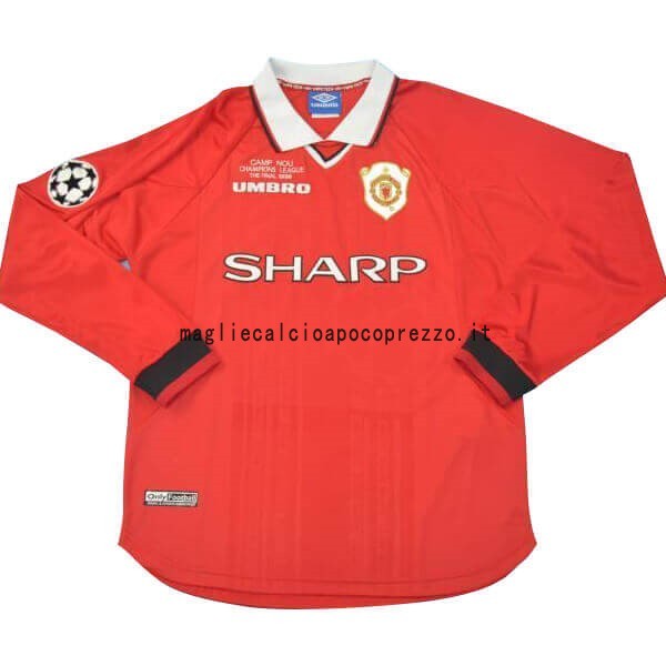 Prima Manica lunga Manchester United Stile rétro 1999 Rosso