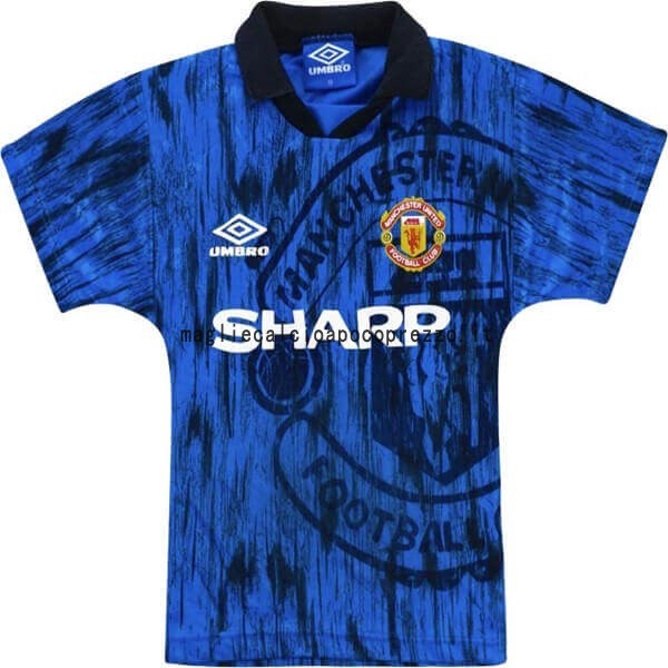 Seconda Maglia Manchester United Stile rétro 1992 1993 Blu Navy