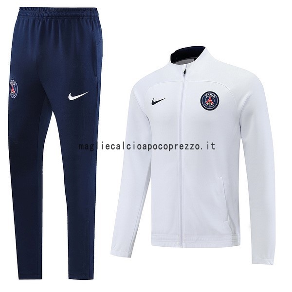 Set Completo Lunga Zip Giacca Paris Saint Germain 2022 2023 Bianco Blu