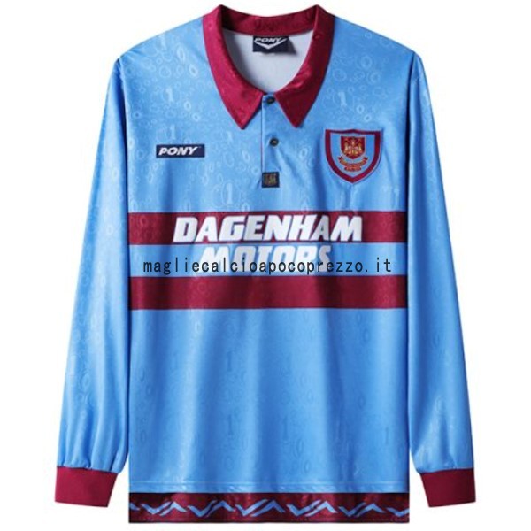 Seconda Manica lunga West Ham United Retro 1995 1997 Blu