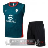 Formazione Senza Maniche Set Completo AC Milan 2025 2026 Verde Nero Formazione Senza Maniche Set Completo AC Milan 2025 2026 Verde Nero