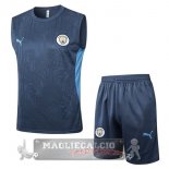 Set Completo Maglia Senza Maniche Formazione Manchester City 2024 2025 Grigio Blu Set Completo Maglia Senza Maniche Formazione Manchester City 2024 2025 Grigio Blu