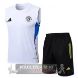 Set Completo Maglia Senza Maniche Formazione Manchester United 2025 2026 Bianco Nero Giallo Set Completo Maglia Senza Maniche Formazione Manchester United 2025 2026 Bianco Nero Giallo