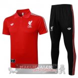Liverpool Rosso Nero Maglia POLO Set Completo 2025 2026 Liverpool Rosso Nero Maglia POLO Set Completo 2025 2026