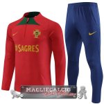 Portogallo Giocatori Insieme Completo Rosso Blu Navy Felpa Da Allenamento 2023-24 Portogallo Giocatori Insieme Completo Rosso Blu Navy Felpa Da Allenamento 2023-24