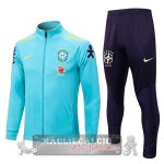 Brasile Insieme Completo Blu Verde Giacca Con Capucha 2022 Brasile Insieme Completo Blu Verde Giacca Con Capucha 2022