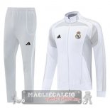Set Completo Lunga Zip Giacca Real Madrid 2025 2026 Bianco Grigio Set Completo Lunga Zip Giacca Real Madrid 2025 2026 Bianco Grigio