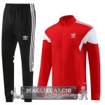 Adidas Set Completo Negro Rojo Bianco Giacca Lunga Zip 2023 Adidas Set Completo Negro Rojo Bianco Giacca Lunga Zip 2023