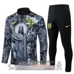 Set Completo Sudadera Formazione Brasilee 2024 Gris I Nero Set Completo Sudadera Formazione Brasilee 2024 Gris I Nero