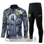 Set Completo Sudadera Formazione Brasilee 2024 Gris I Nero Set Completo Sudadera Formazione Brasilee 2024 Gris I Nero
