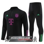 Bayern Monaco Insieme Completo Nero Purpureo Bambino Giacca Lunga Zip 2023-24 Bayern Monaco Insieme Completo Nero Purpureo Bambino Giacca Lunga Zip 2023-24