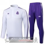 Set Completo Felpa Allenamento Formazione Real Madrid 2025 2026 Bianco Purpureo Set Completo Felpa Allenamento Formazione Real Madrid 2025 2026 Bianco Purpureo