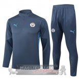 Set Completo Felpa Allenamento Formazione Manchester City 2024 2025 Grigio Blu Set Completo Felpa Allenamento Formazione Manchester City 2024 2025 Grigio Blu