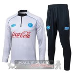 Set Completo Felpa Allenamento Formazione Bambino Napoli 2025 2026 Bianco Nero Set Completo Felpa Allenamento Formazione Bambino Napoli 2025 2026 Bianco Nero