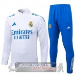 Set Completo Felpa Allenamento Formazione Bambino Real Madrid 2025 2026 Bianco Blu Set Completo Felpa Allenamento Formazione Bambino Real Madrid 2025 2026 Bianco Blu