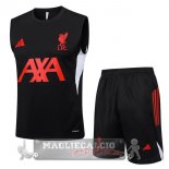 Set Completo Maglia Senza Maniche Formazione Liverpool 2025 2026 Nero Rosso Set Completo Maglia Senza Maniche Formazione Liverpool 2025 2026 Nero Rosso