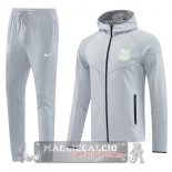 Set Completo Lunga Zip Giacca Felpa Cappuccio Barcelona 2025 2026 Grigio Luce Set Completo Lunga Zip Giacca Felpa Cappuccio Barcelona 2025 2026 Grigio Luce