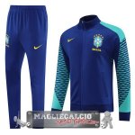 Brasile Set Completo Blu Verde Giacca Lunga Zip 2023 Brasile Set Completo Blu Verde Giacca Lunga Zip 2023