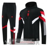 Giacca Set Completo Felpa Cappuccio Manchester United 2024 2025 Nero Rosso Giacca Set Completo Felpa Cappuccio Manchester United 2024 2025 Nero Rosso