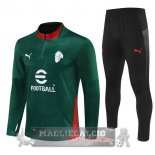 Set Completo Felpa Allenamento Formazione AC Milan 2025 2026 Verde Nero Set Completo Felpa Allenamento Formazione AC Milan 2025 2026 Verde Nero