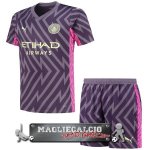 Maglia Calcio Set Completo Uomo Portiere Manchester City 2023-24 Purpureo Maglia Calcio Set Completo Uomo Portiere Manchester City 2023-24 Purpureo
