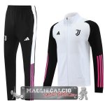 Juventus Insieme Completo Nero Bianco Rosa Giacca Lunga Zip 2023-24 Juventus Insieme Completo Nero Bianco Rosa Giacca Lunga Zip 2023-24