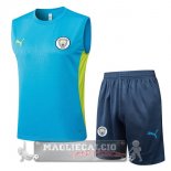 Set Completo Maglia Senza Maniche Formazione Manchester City 2024 2025 Blu Verde Grigio Set Completo Maglia Senza Maniche Formazione Manchester City 2024 2025 Blu Verde Grigio
