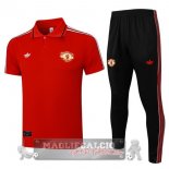 Manchester United Rosso Nero Maglia POLO Set Completo 2025 2026 Manchester United Rosso Nero Maglia POLO Set Completo 2025 2026