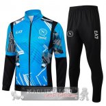 Set Completo Ropa Deportiva Con Cremallera Larga Napoli 2024 2025 Blu Nero Set Completo Ropa Deportiva Con Cremallera Larga Napoli 2024 2025 Blu Nero