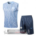 Set Completo Maglia Senza Maniche Formazione Manchester City 2024 2025 Blu Luce Grigio Set Completo Maglia Senza Maniche Formazione Manchester City 2024 2025 Blu Luce Grigio