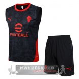 Formazione Senza Maniche Set Completo AC Milan 2025 2026 Nero Rosso Formazione Senza Maniche Set Completo AC Milan 2025 2026 Nero Rosso