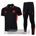 Bayern Monaco Nero Rosso Set Completo Maglia POLO 2025 2026 Bayern Monaco Nero Rosso Set Completo Maglia POLO 2025 2026