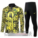 Set Completo Sudadera Formazione Brasilee 2024 Giallo Nero Set Completo Sudadera Formazione Brasilee 2024 Giallo Nero