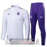 Set Completo Felpa Allenamento Formazione Bambino Real Madrid 2025 2026 Bianco Purpureo Set Completo Felpa Allenamento Formazione Bambino Real Madrid 2025 2026 Bianco Purpureo