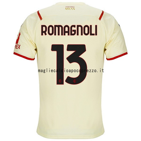 NO.13 Romagnoli Seconda Maglia AC Milan 2021 2022 Giallo