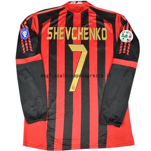 NO.7 Shevchenko Prima Manica lunga AC Milan Stile rétro 2005 2006 Rosso