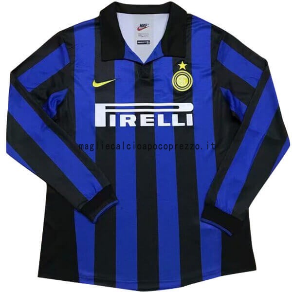 Prima Manica lunga Inter Milán Stile rétro 1998 1999 Blu