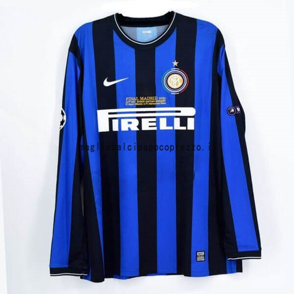 Prima Manica lunga Inter Milán Stile rétro 2009 2010 Blu