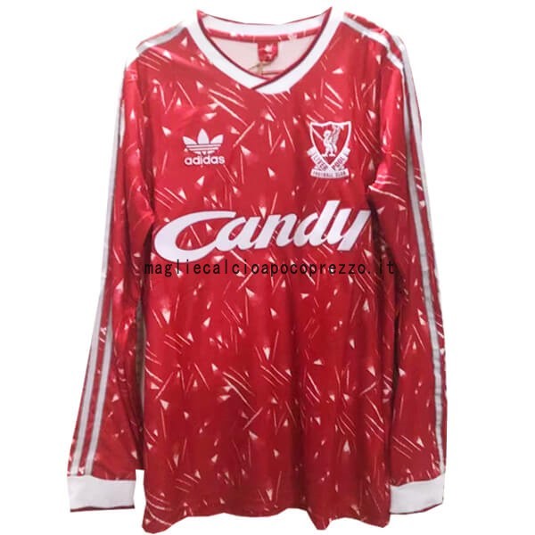 Prima Manica lunga Liverpool Stile rétro 1989 1991 Rosso