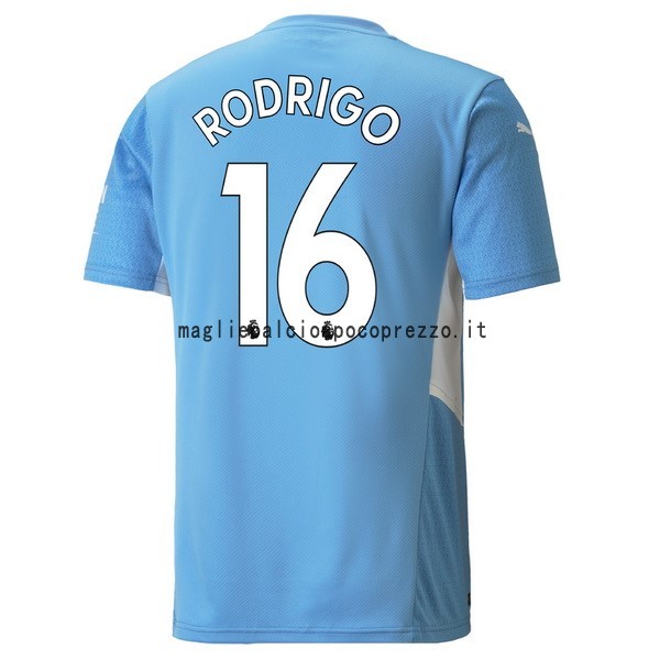 NO.16 Rodrigo Prima Maglia Manchester City 2021 2022 Blu