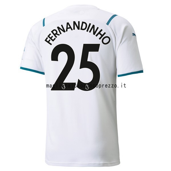 NO.25 Fernandinho Seconda Maglia Manchester City 2021 2022 Bianco