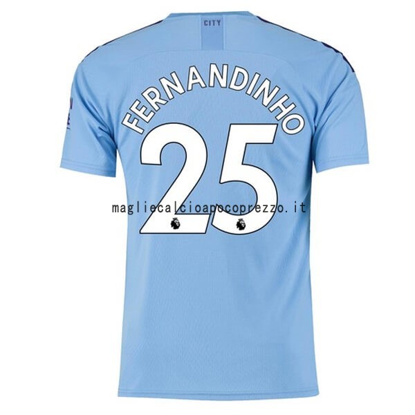 NO.25 Fernandinho Prima Maglia Manchester City 2019 2020 Blu