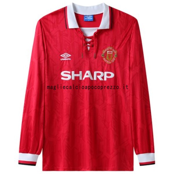 Prima Manica lunga Manchester United Retro 1992 1994 Rosso